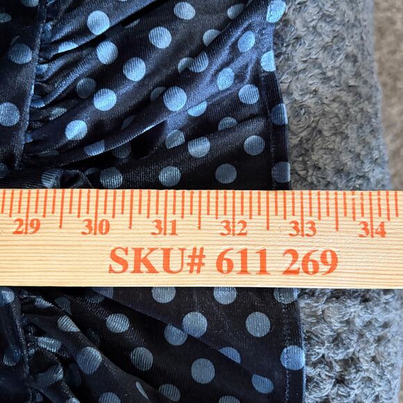 Endless Rose Velvet Dress XS Black Polka Dot Ruched Ruffle Holiday Party NWT - Picture 7 of 9